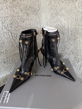 Balenciaga Runway Cagole Crocodile Leather Boots Black Sz 35 US 5